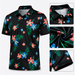 Polo de Golf Tropical Premium Personalizado para Hombre, Estampado Floral, Ropa de Alto Rendimiento para Clubes de Campo y Resorts, Marca Privada OEM - Product Image 3