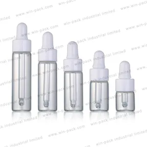 2 ml 3 ml 5 ml קטן די ריק ברור custom סוגים שונים זכוכית טפטפת בקבוקי עבור אנשי טיפול