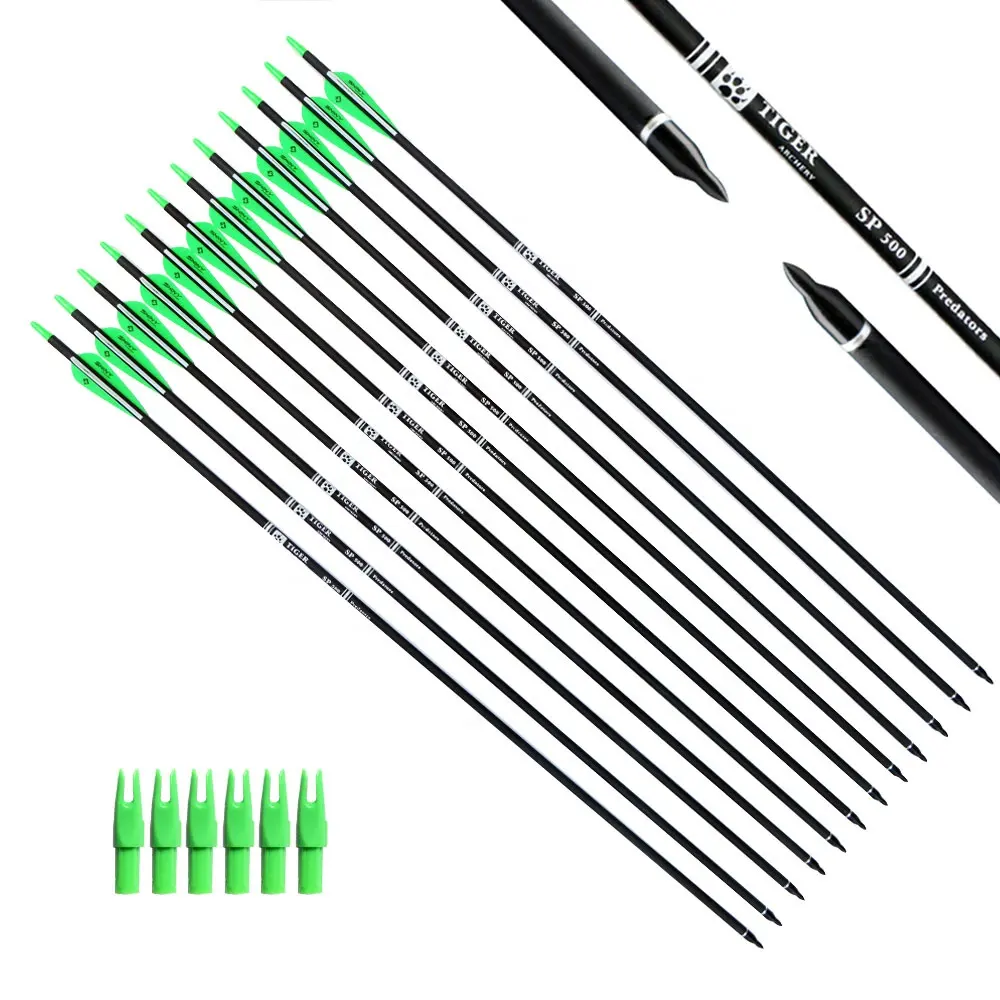 30inch Target Archery Arrows Carbon Arrow Spine 500 plastic Vane with Replaceable Arrowhead