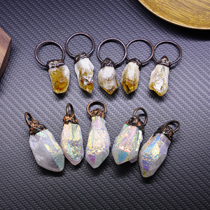 Angelo Aura ciondolo al quarzo-punto di cristallo naturale <span class=keywords><strong>portachiavi</strong></span> in pietra preziosa <span class=keywords><strong>925</strong></span> <span class=keywords><strong>argento</strong></span> placcato oro gioielli da donna - Product Image 2