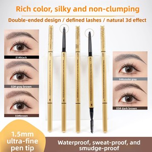 Lápiz Delineador de Cejas Doble con Tira Dorada Pequeña, Diseño Triangular <span class=keywords><strong>Tridimensional</strong></span> y Duradero, Modelo 5573 para Chicas - Product Image 1