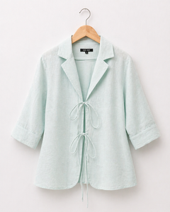 Camisa Casual con Lazo Delantero para Mujer, Blusa Elegante de Manga Larga para Oficina, Blusa Moderna, Suave, Cómoda y Elegante para Damas - Product Image 3