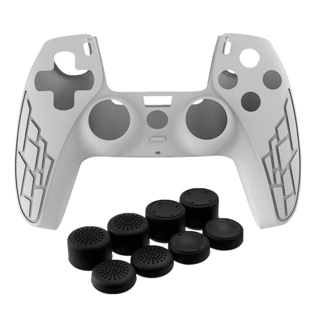 For PS5 Silicone Case,Anti-Slip Silicone Skin Protective Cover Case for Playstation 5 with 8 Thumb Grips