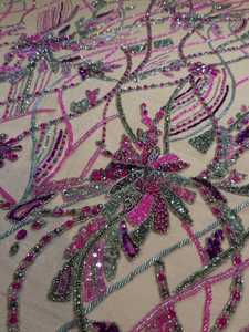 High Quality Embellished <b>Fabric</b> with Beads Sequins and Pearls for Bridal Gowns Party Dresses and Fashion Garments Wholesale - Product Image 3