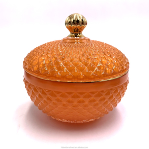 Geo Cut Nieuwe Stijl Rose Goud Glas Zilver En Kleurrijke Stijlvolle 230Ml Kaars Pot Met Deksel Retail Snoeppot hot Selling Geo Cut