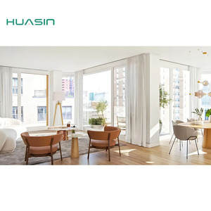 Fenêtre à persiennes battantes en bois recouvert d'aluminium à rupture de pont thermique Huasin Warm Cream pour pièce moderne, grande vue panoramique, certifiée NFRC CE - Product Image 1