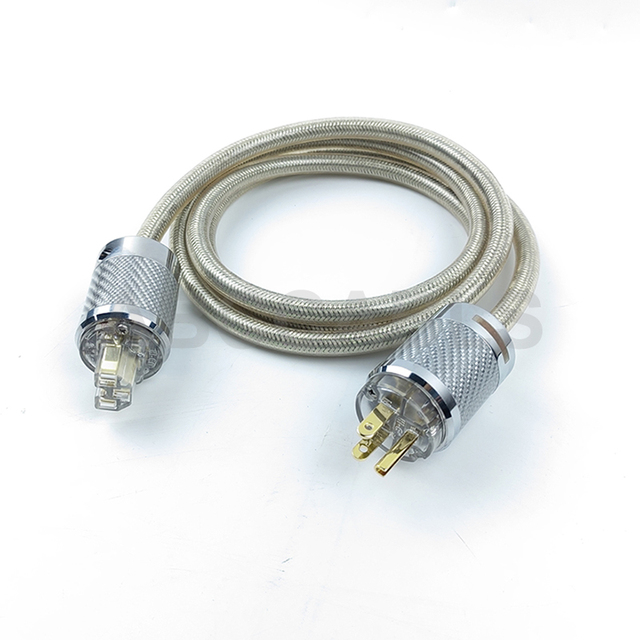 ABCCABLES Hi-Fi Silver-Plated US to IEC Power Cable for Audiophile Amplifiers Power Cord