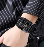Montre-bracelet pour homme Skmei 1868, bracelet en acier inoxydable, étanche 3ATM, montre numérique en alliage