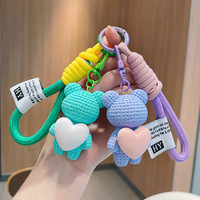 Porte-clés Ours Amoureux Créatif Style Designer, Adorable Pendentif Cœur pour Sac à Dos et Accessoires de Sac