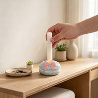 Redeco Porte-bougie chauffe-plat Donut Macaron, Mugs en céramique mignons peints à la main, Mug en céramique pastel pour la décoration de la maison et des fêtes