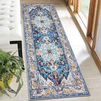 Crystal Velvet Runner Rug Medallion Pattern Non-Slip Hallway Rug For Home Use 2 Ft X 8 Ft