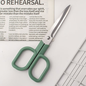 Stainless Steel Office Scissors Green Straight Head Craft Cutting Tool Stationery Supplies - Product Image 2