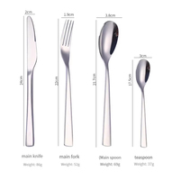 Ensemble de couverts de haute qualité en acier inoxydable poli miroir avec manche carré, couteau à steak, fourchette, cuillère, coffret cadeau, pour mariage, style occidental