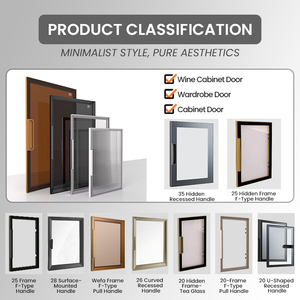 Portes de placard en aluminium OEM en gros, portes de cuisine en verre teinté, portes de meubles décoratifs de haute qualité en gros - Product Image 2