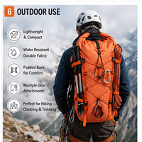 Sac à dos de randonnée imperméable en nylon à fermeture roll-top 15L, léger et respirant, pour cyclistes