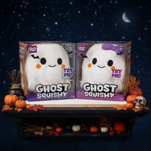 Juguete Blandito Kawaii de Fantasma Divertido, Aprietable, Lazo Blanco/Morado, Juguete Antiestrés de Lenta Recuperación - Product Image 1