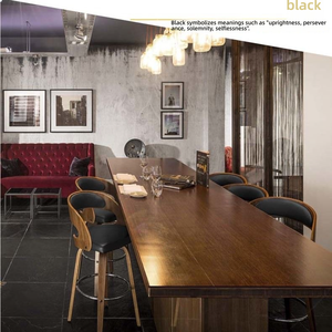 <span class=keywords><strong>Tabouret</strong></span> de bar pivotant en bois courbé avec dossier rembourré en cuir végétalien, repose-pieds en bois de noyer, rotation à 360 degrés, style Mid-Century pour hôtel et bar - Product Image 6