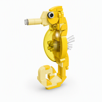 Ensemble de blocs de construction personnalisés en forme de hippocampe, modèle 3D à construire soi-même, jouet de construction, coquille jaune translucide, briques STEM, étiquette privée, cadeau pour enfants