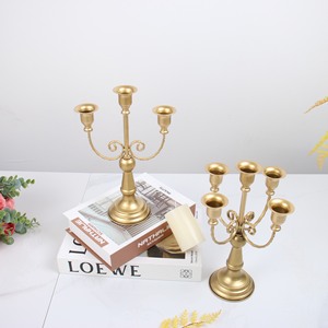 3 Arm 5 Arm <strong>Rustic</strong> Long Stemmed Taper Candle Holder <strong>Centerpieces</strong> for <strong>Wedding</strong> Table Candelabra with Hurricane - Product Image 3