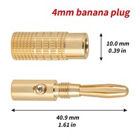 RASANTEK RSH-039 4mm HIFI Erkek Muz Tipi Konnektör 24k Altın Kaplama Pirinç Hoparlör Kablo Terminalleri Amplifikatör ve AV Sistemi için
