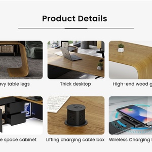 Luxury Modern Boss Office Furniture Luxury CEO Desk Manager Table Convertible Executive Wood Furniture for Office Building - Product Image 5