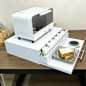 Étagère extensible à 2 niveaux, organisateur de placard coulissant, support de micro-ondes réglable pour cuisine, étagère à épices avec tiroir coulissant - Product Image 6