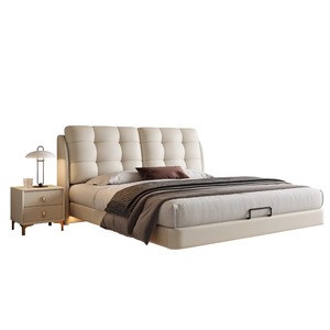 Mobilier <span class=keywords><strong>de</strong></span> Chambre Moderne <span class=keywords><strong>de</strong></span> Luxe en Bois, Lits Capitonnés Moelleux, Cadre <span class=keywords><strong>de</strong></span> <span class=keywords><strong>Lit</strong></span> Double King Size, Design <span class=keywords><strong>Suspendu</strong></span> Flottant Queen - Product Image 6