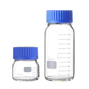 Botella de reactivo de vidrio de laboratorio GL80 de 1 litro de boca ancha de fábrica, tarro de Almacenamiento de medios de 1000ml con tapón de rosca azul - Product Image 5