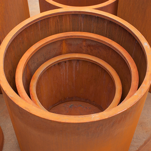 กระถางปลูกต้นไม้ทรงสี่เหลี่ยมผืนผ้า ทำจากเหล็กคอร์เทน สำหรับใช้ภายนอกอาคาร พร้อมรูระบายน้ำ และกระถางดอกไม้โลหะ สำหรับใช้ภายใน/ภายนอกอาคาร - Product Image 4