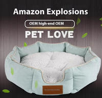 Achteckiges Kurzplüsch-Hundebett mit Rutschfestem Boden, Katzenhaus, Ganzjahres-Katzensofa für Kleine und Mittelgroße Hunde und Katzen, Innenbereich-Ruheplatz