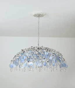 <span class=keywords><strong>Lampadario</strong></span> Moderno in Conchiglie Capiz, Rotondo con Cristalli Argentati a Goccia, Stile Boho per Sala <span class=keywords><strong>da</strong></span> Pranzo, Soggiorno, <span class=keywords><strong>Camera</strong></span> <span class=keywords><strong>da</strong></span> <span class=keywords><strong>Letto</strong></span>, Villa, Hotel - Product Image 1