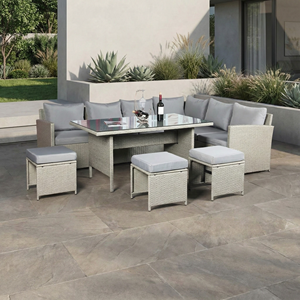 Set Divano da Esterno con Struttura in Acciaio <span class=keywords><strong>e</strong></span> Rattan PE, Mobili da Giardino con Tavolino <span class=keywords><strong>e</strong></span> Sgabelli - Product Image 4