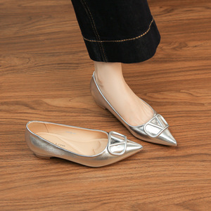 Elegant Patent Leather <b>Pointed</b> <b>Toe</b> <b>Flats</b> With Buckle Slip-On Women's All Seasons <b>Flat</b> Shoes - Product Image 4