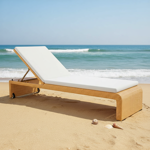 Chaise longue de <span class=keywords><strong>jardin</strong></span> en bois, mobilier d'extérieur en rotin, lit de soleil pour piscine, chaises longues en teck pour l'extérieur, lit de repos pour patio - Product Image 4