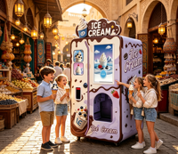 Station de crème glacée et de glaces molles en libre-service avec système de garnitures double, sans plomberie