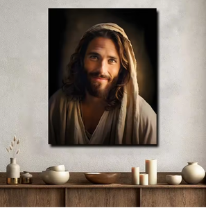 Atacado Sorridente Jesus Lona Pintura Jesus Arte Cristã <span class=keywords><strong>Wall</strong></span> Art Pastor Presente Jesus Retrato Igreja Decoração - Product Image 4