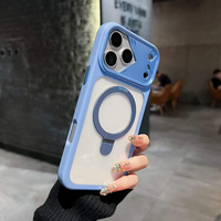 Nouvelle coque de téléphone magnétique pliable avec support pour iPhone 18 Pro Max, 16, 15, 18 Pro, 17 Pro Max – Étui transparent en acrylique avec anneau magnétique