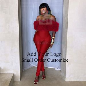 strapless open back dress Tie Shoulder Red Mermaid Ruffle Tiered Long Prom Dress with Slit main image 1