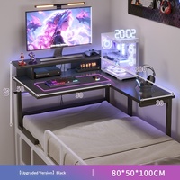Escritorio para Computadora en Forma de L para Usar Sobre la Cama, para Dormitorios Universitarios, Estante de Almacenamiento Flotante Simple para Junto a la Cama, para Esquinas, para Juegos Electrónicos y Oficina