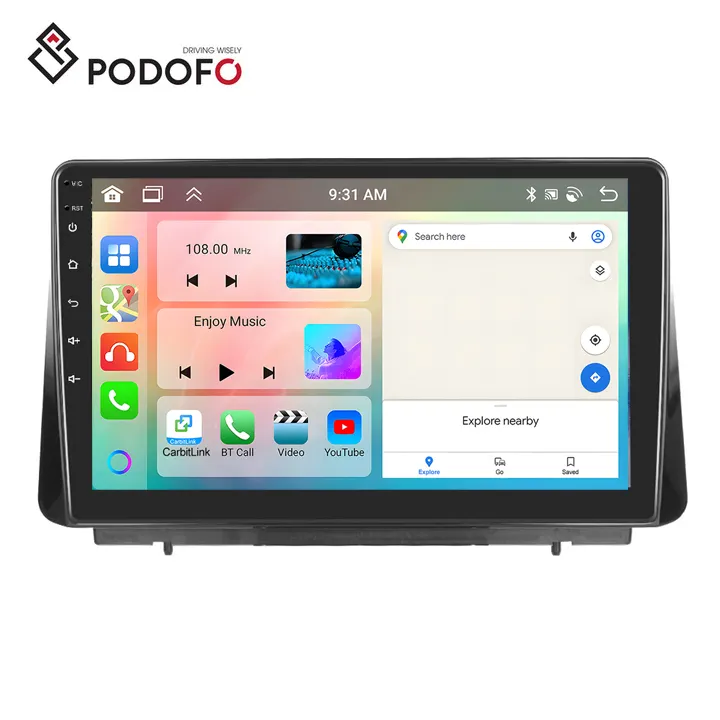 Podofo 9 inç araba android müzik seti 4 + 64G çift Din Carplay Android oto Ford için 2019 odak IPS DSP GPS RDS WIFI toptan