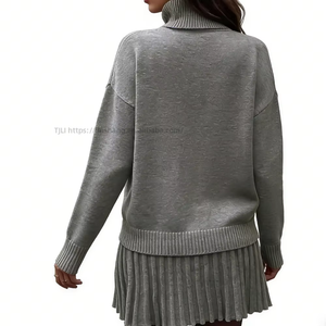 Women's 2 Piece <b>Knit</b> <b>Set</b> - Turtleneck Sweater & Pleated Mini Skirt Womens Clothes Womens <b>Sets</b> Fashion - Product Image 3