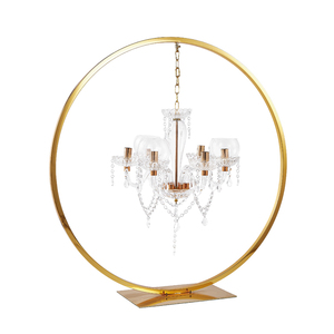 Lusso 90Cm 6 teste oro cerchio lampadario stand centrotavola grande cristallo matrimonio lampadario candele porta eventi per feste - Product Image 1