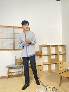 Uniforme de Chef de cuello alto de manga larga blanco Unisex personalizado de alta calidad para personal de recepción de Hotel verano 100% algodón - Product Image 3