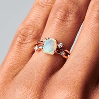 925 argent Sterling opale naturelle obsidienne noire Quartz Rose pierre de lune aigue-marine brute pierre précieuse opale bague de fiançailles bijoux