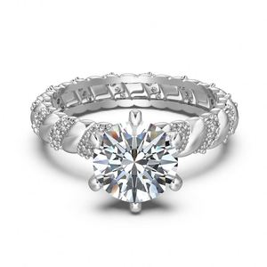 Bague d'éternité Dylam Classic Elegance en argent S925 avec pierre de moissanite 2 carats couleur D clarté VVS1, pour mariage ou promesse - Product Image 1