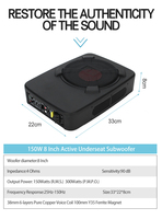 Subwoofer actif Zeming de 8 pouces sous le siège, 150W RMS, système audio de voiture, basses profondes, vente en gros, directement de l'usine, OEM personnalisé