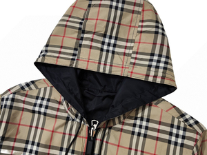 2026 New Fashion Windproof and Waterproof Vintage Checkered Bur Lightweight berry Reversible <b>Hooded</b> <b>Jacket</b> for <b>Men</b> - Product Image 4