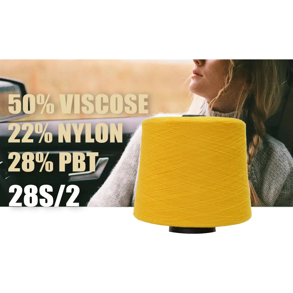 Wholesale Yarns T Shirt Mixed Core Spun Yarn 50% Viscose 28% PBT 22% Nylon Blended Yarn for Knitting