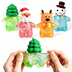 Jouet Squishy Pailleté de Noël Père Noël Bonhomme de Neige NeeDoh Anti-stress à Presser, Poupée Mignonne, Cadeau de Fête de Noël, Remplissage de Chaussette pour Enfant - Product Image 1