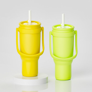 Double Walled Stainless Steel Tumbler With Handle Large Capacity Insulated Cup For Car Home Office Outdoor Travel - Product Image 2